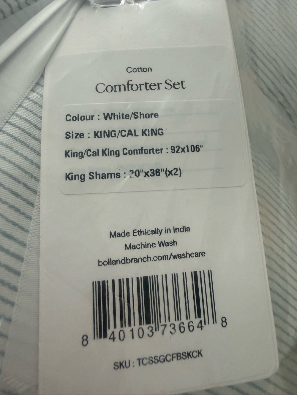 Comforter set Boll & Branch Light Gray Pinstripe - Picture 2 of 3